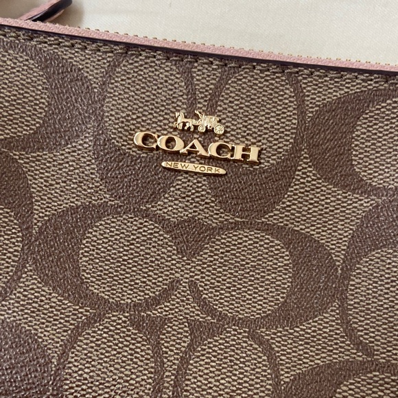 Coach Signature Brown and Pink Wristlet - Picture 2 of 8